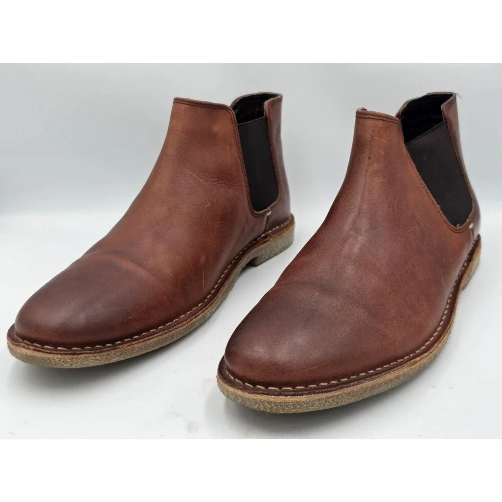Kenneth Cole Reaction BROWN LEATHER Chelsea Boots Slip On Mens Size 11